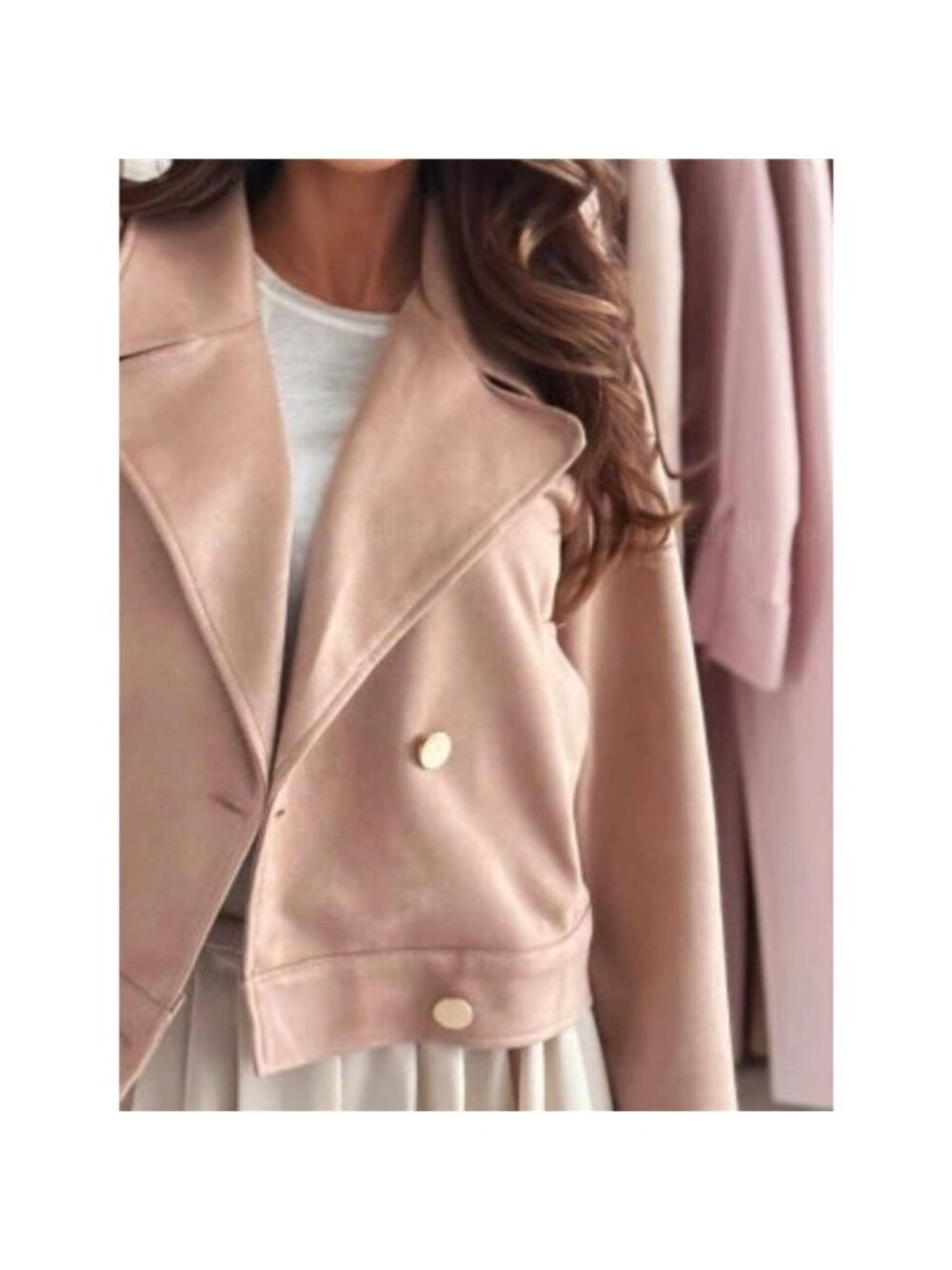Chic Double-Breasted Cropped Jacket - Picture 6 of 12